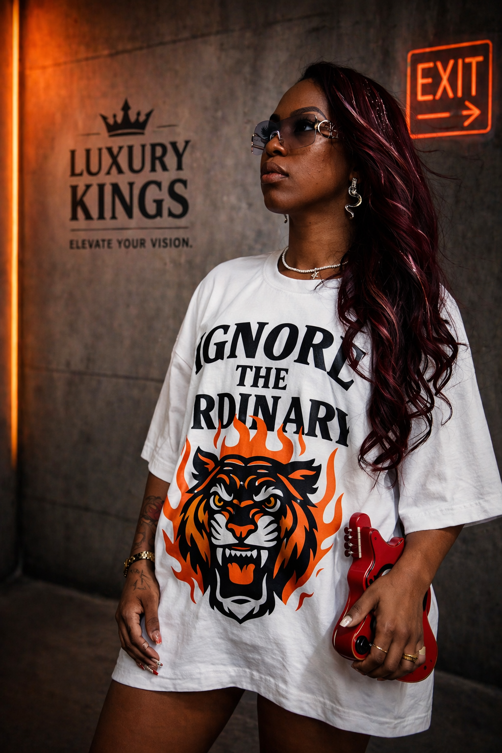 Rare Breed Flame Tiger Oversized Tee
